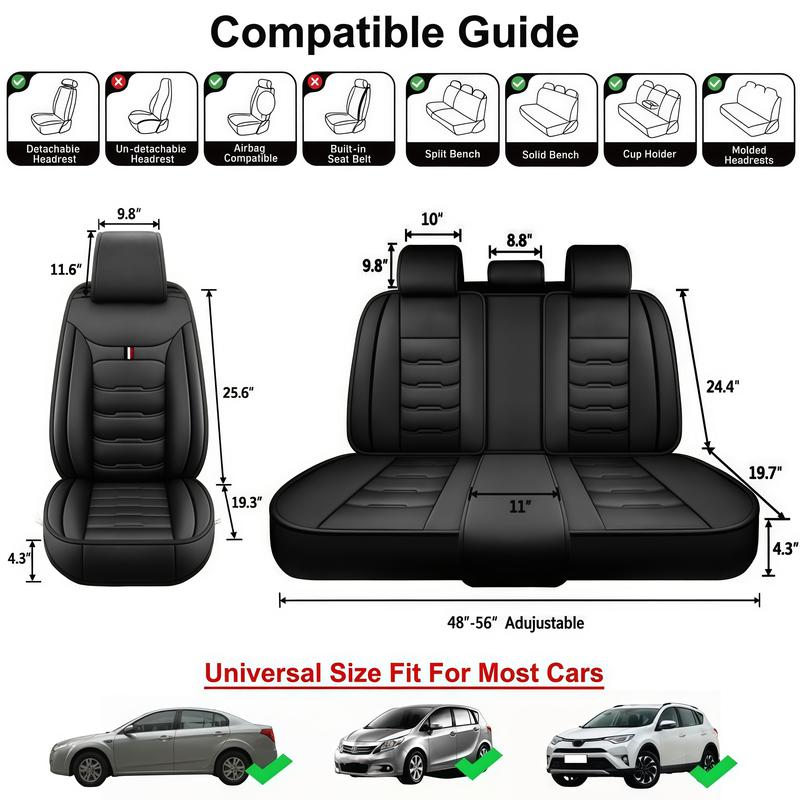 For Honda Accord 2003-2024/ Civic 2003-2023 Car 5 Seat Covers, Premium Leather Front & Rear Full Set Seat Covers Cushion Protector Pad Mat Waterproof, 40/60 60/40 50/50 40/20/40 Split Rear Benches Auto Decoration Accessories