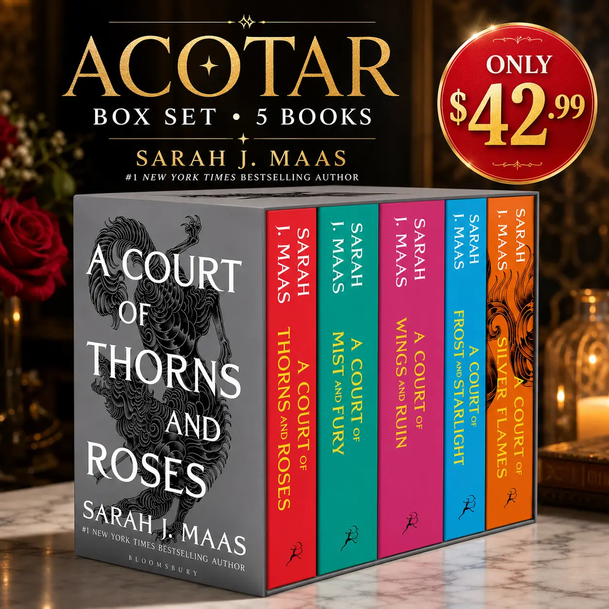 A Court of Thorns and Roses (ACOTAR) Paperback Box Set (5 Books) by Sarah J. Maas - Fantasy Romance Book Collection, BookTok Favorite, Gift for Readers