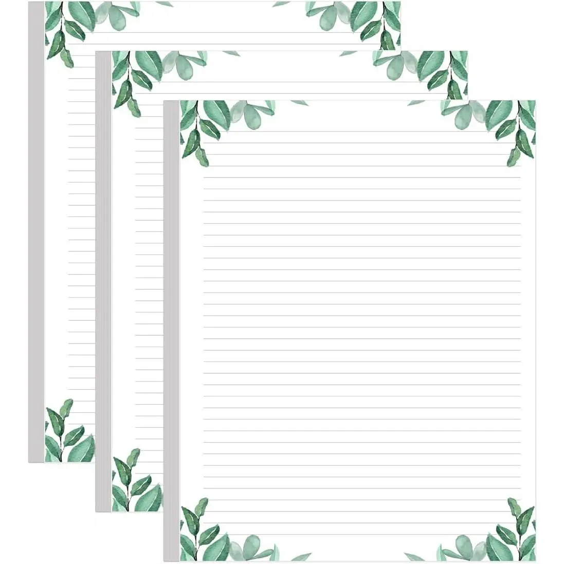 (3-Pack) Stationery Lined Paper, Letter Size Unpunched Ruled Filler Paper, 300Sheets / 600Pages Loose-Leaf Line Paper, 100gsm White Paper, 8.5'' x 11'', Leaf