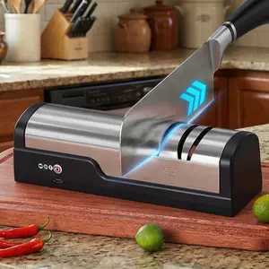Electric Knife Sharpener High Precision Multi-Function Home Use, Automatic Kitchen Knife Scissors Grinder, USB Rechargeable Sharpening Machine