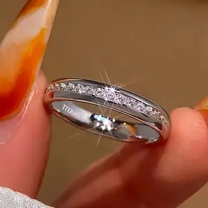 5 Pieces Women's 4mm Wide Stainless Steel Hypoallergenic Wedding Engagement Rings - Elegant Bohemian Style Round Cut Synthetic Alternative (Synthetic Zircon) with Embellished Edges, Anti-Tarnish White Gold Plated Appearance Suitable for Daily Wear