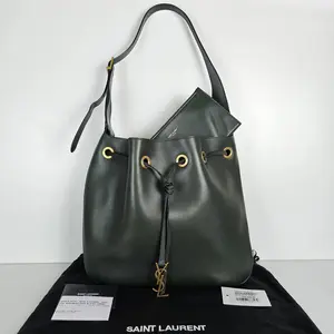 Pre-owned YSL leather Shoulder Bags Saint Laurent Calfskin Paris VII Medium Hobo Dark Green