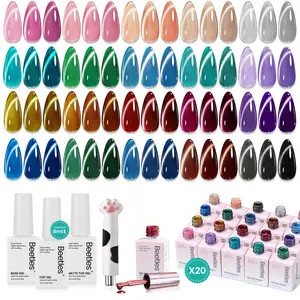 [Exclusive to TTS]Beetles Gel Nail Polish Set 20 Colors 8ML Nude Pink Green Blue Red Cat Eye Uv Gel Polish with Base Top Coat, All Season Manicure Tools for Beginners Nail Art Home Gift for Women mothersdaygift #Summervibes