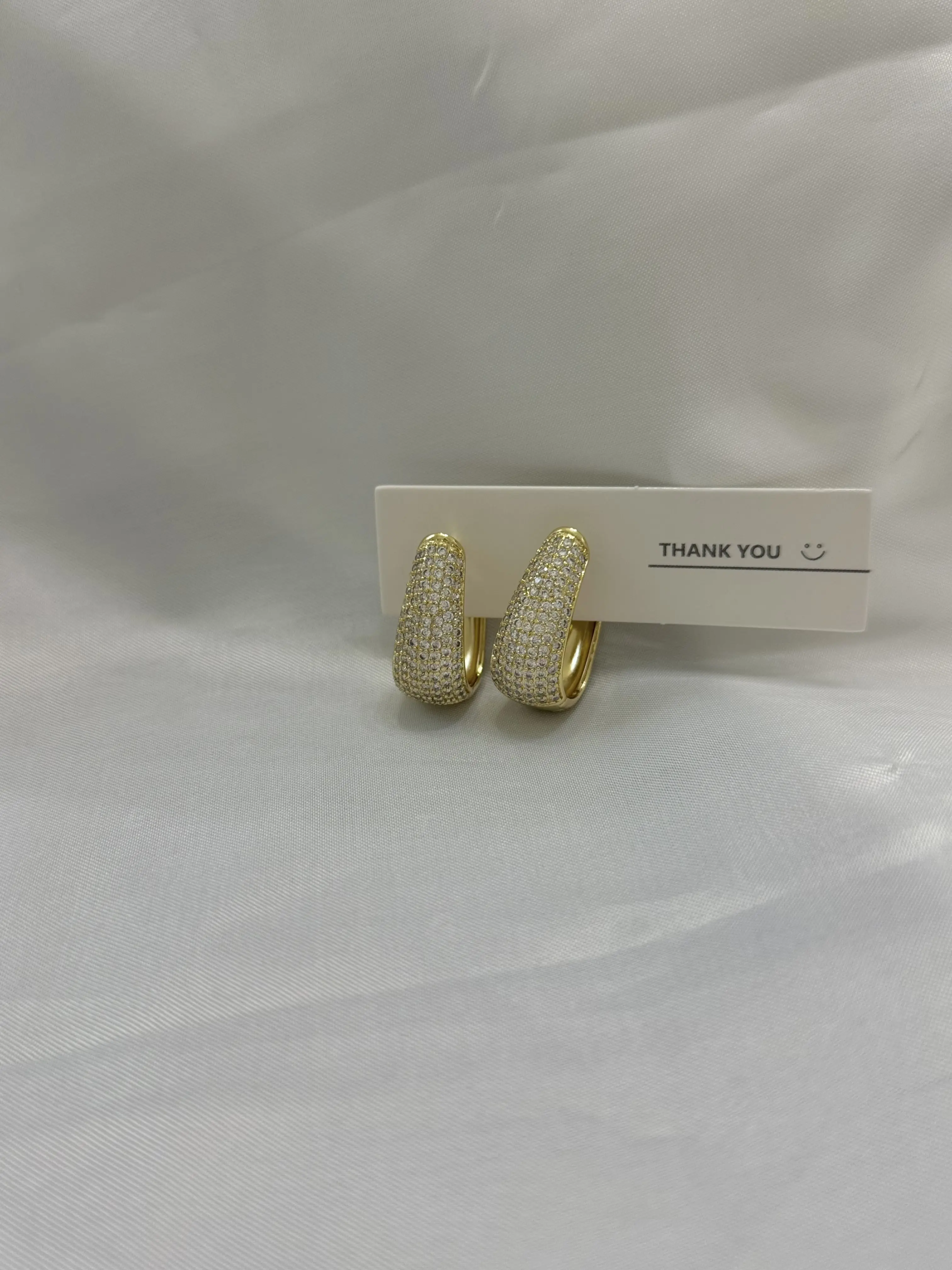 ARGOLLAS Gold-Tone Pave Diamond Hoop Earrings for Women Fashion Jewelry Gift