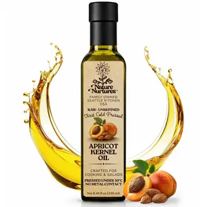 Apricot Kernel Oil for Cooking and Baking · Raw · Unrefined · First Cold-Pressed at Temperatures Below 30°C · Pressed Only Once · Without Metal or Wood Contact · Small Batch · Handcrafted in Seattle USA · 100% Pure & Natural · Also Loved for Skin and Hair
