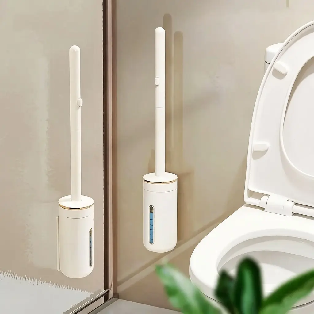 Disposable Toilet Brush System, No Touch Bathroom Cleaning Tool with Replaceable Heads, Deep Cleaning Toilet Bowl Brush, Wall Mounted Toilet Cleaner, Home Essentials（8）