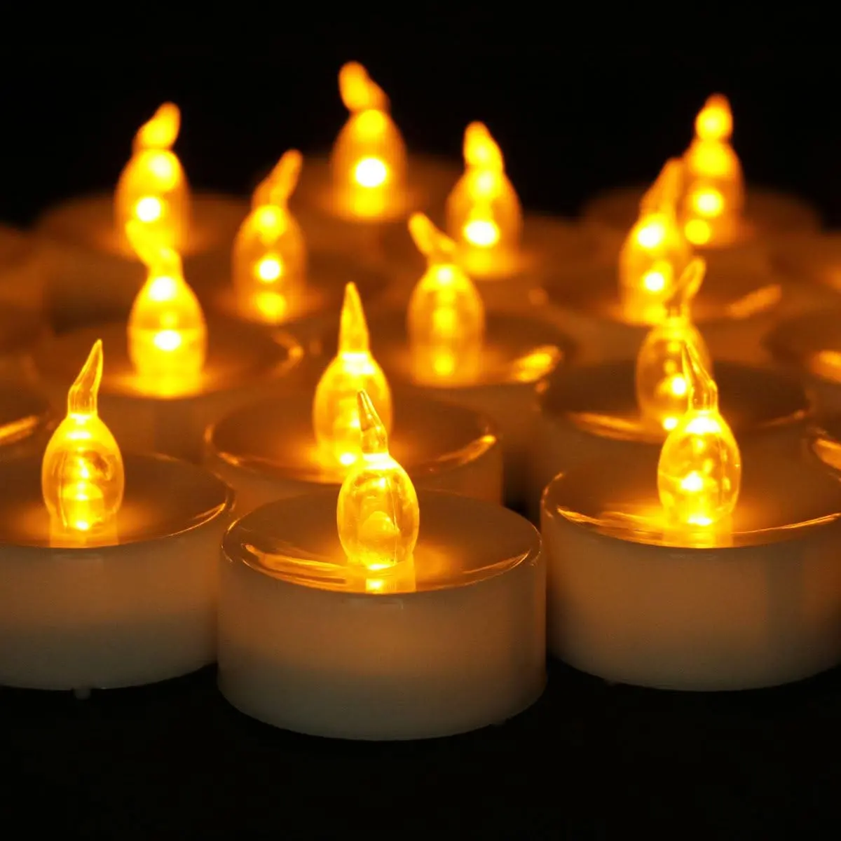 12pcs Tea Lights Led Timer 6 Hours Battery Operated Mini Candles, Long Lasting Timed Tealights Flickering Yellow for Wedding Reception Christmas Party Holiday Home Kitchen Church Decorations