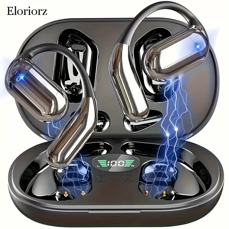 Eloriorz Earbuds Wireless Wireless Open-type Headphones BT5.3 Hanging Earphones HiFi Sound Quality With LED Display Ultra-long Standby 100H Noise Reduction Earphones Built-in Microphone HD Call Earphones, Sports, Running, Talking, Games