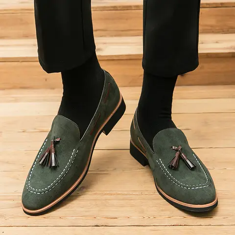 Ubetif Men's Nubuck Tassel Decor Casual Classic Loafers - Slip-On, Round Toe, Business Temperament Footwear, All Seasons Comfortable Easy Walk Shoes, Ankle Support, Daily Wear, Valentine's Day Gift for Him