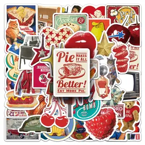 50pcs Vintage Retro American Traditional Stickers Pack, Waterproof Vinyl Decals for Laptops, Water Bottles, Motorcycles and More, Sticker for Cars