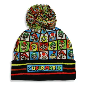 Super Mario Beanie Toad Luigi Bowser Princess Peach Pom Pom Cuff Knit Hat Cap