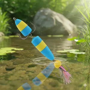 Spinner Bait Kit with Floating Foam Rotating Soft Lures. Realistic Blade Design Action for Bass Trout Pike Fishing. Durable High-Response Lure Tackle for Stream, Lake, River & Nearshore Fishing Gear.
