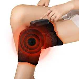 Knee Massager 3-In-1 Cordless Heated Knee Brace for Pain Relief, Rechargeable Knee Heating Pad with 5 Heat Levels and Vibrating Massage