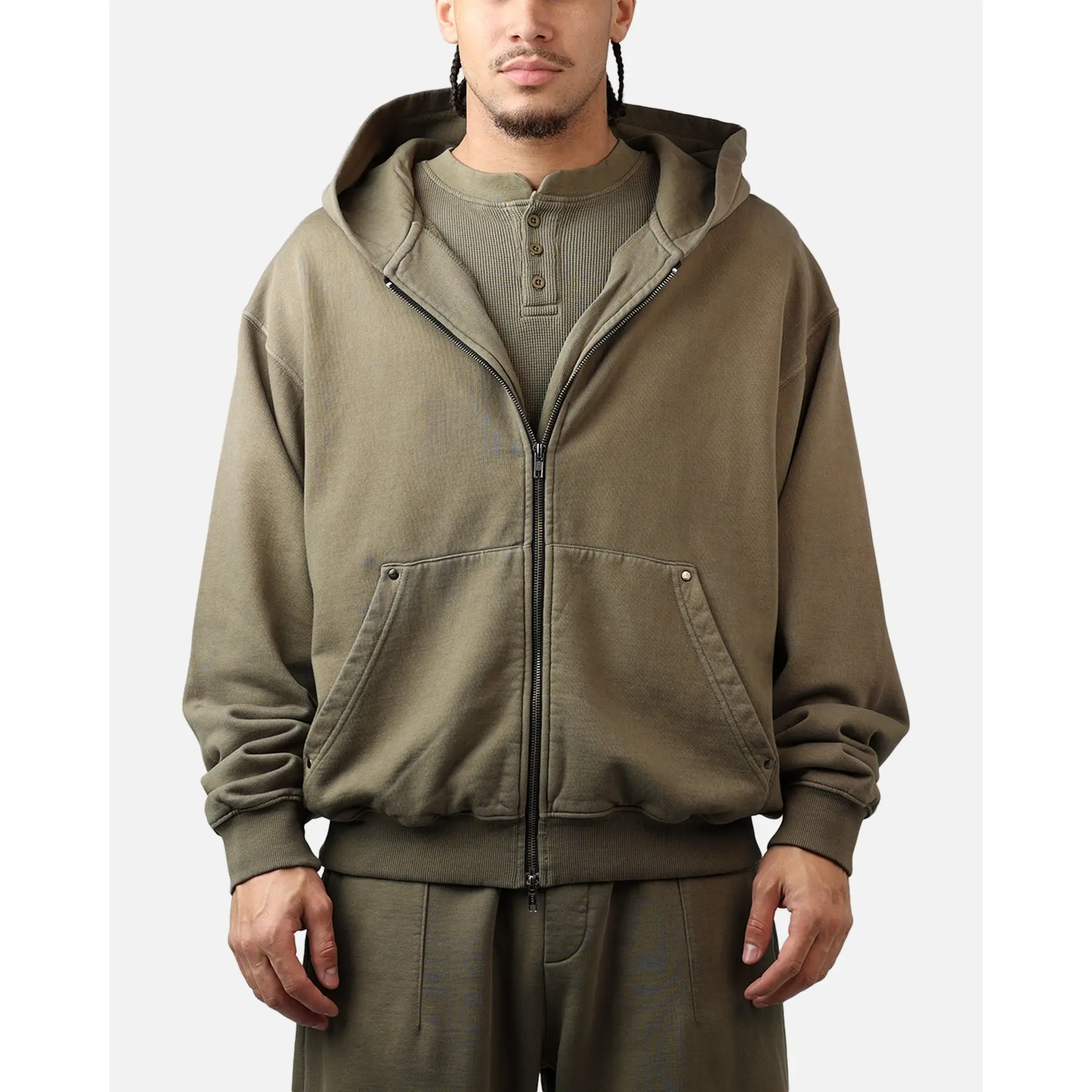 American Thrift Zip Hoodie Washed Olive American Thrift Zip Hoodie Washed Olive