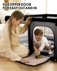 Spacious baby fence playpen, anti-fall clear mesh play area for home and daycare