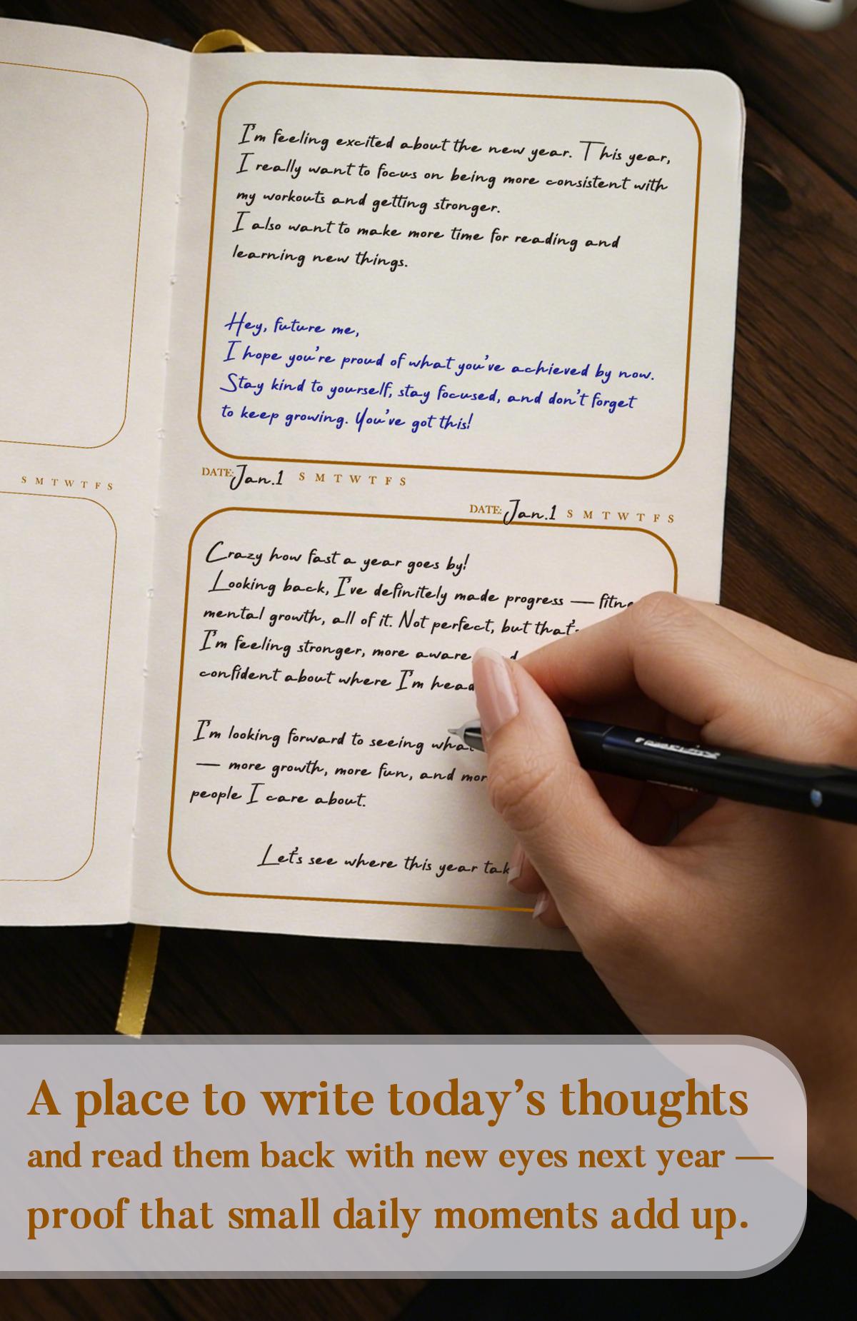 Echo Diary Guided Reflection Journal GTD Planner Hardcover Memory Book Smyth Sewn Lay Flat Notebook with Oxford Paper Scratch Off Weekly Challenges Moire Gift Box Self Growth Journal Daily Writing Diary Time Capsule Journal for Women and Men