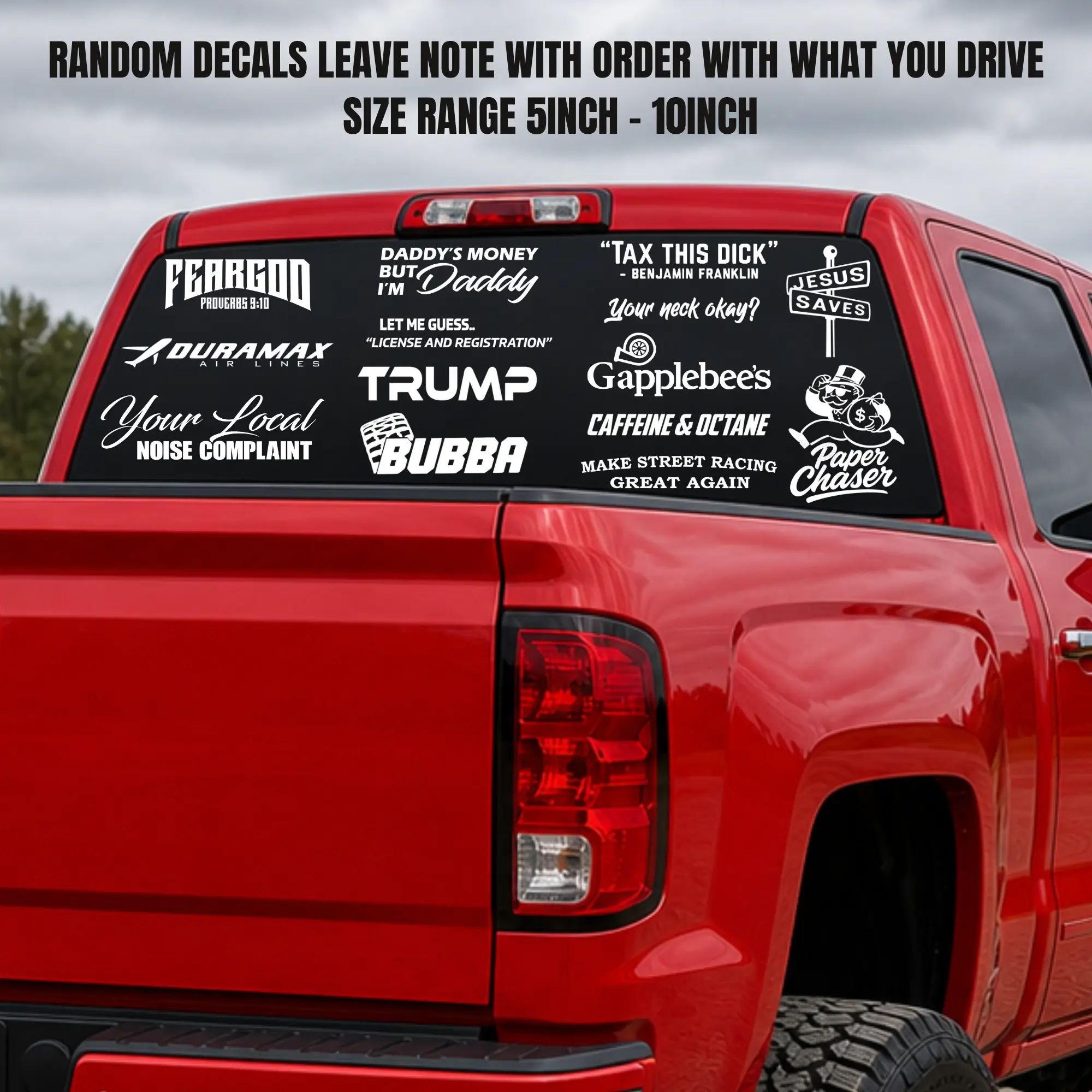 Random decal bundle, Tint stripped decals