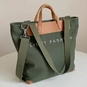 Canvas Tote Bag for Women Large Capacity Crossbody Handbag with Adjustable Strap Travel Work Tote Aesthetic School Commuter Bag Oversized Cotton Shoulder Bag Spring Essentials