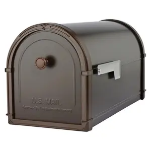 212 MAIN Bellevue Modern Rust-Resistant Galvanized Steel Post-Mounted Rubbed Bronze Mailbox, 10.7x9.2x21.3 in, for Sports & Outdoor, Sailing Use