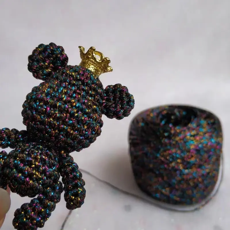 1 Roll Mixed Color Glitter Yarn Skein, 50g Polyester Crochet Thread for DIY Knitting, Sweaters, Hats, Bags & Dolls Crafting