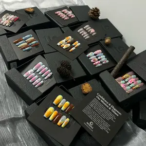 <MOONI Dopamine Collection> Set. Customized, Handmade 3D Press-On Nails, Reusable, Long-Lasting, Salon-Quality, Luxury, Trendy Nails, Coffin Design, Almond Design. Comes with nail art tools, office, party wear.