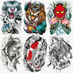 6 Sheets Koi Fish Temporary Tattoo Stickers, Colorful Realistic Arm Tattoos, Party Gift for Men Women, Leg Body Art