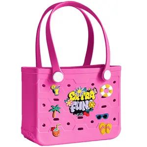 Small Beach Tote Bag for Women, Rubber Beach Bag Waterproof Sandproof, Extra Large EVA Tote Bag Boat Bag