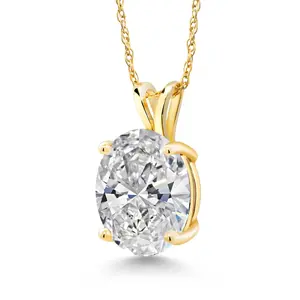 Gem Stone King 3.00 Cttw 14K Yellow Gold IGI Certified Lab Grown Diamond Pendant Necklace | Oval | D-E Color VS1-VS2 Clarity | With 18 Inch Chain | Gold Necklace For Women