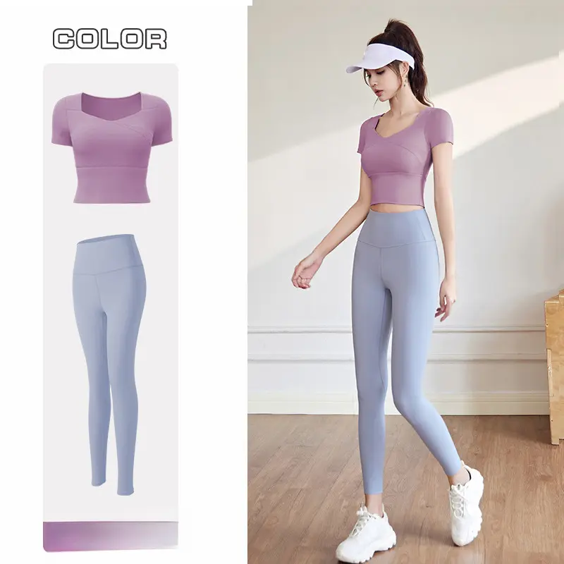 Women's Slim Fit Yoga Set, Summer Running Sports Suit with Chest Pad, Slimming Fitness Training Outfit Women's Slim Fit Yoga Set, Summer Running Sports Suit with Chest Pad, Slimming Fitness Training Outfit