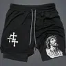Jesus 2 in 1 Drawstring Waist Shorts, Quick Dry Swim Trunks, Swimming Shorts, Swim Board Shorts, Swimwear Shorts, Majin Buu Loose Fit, Casual Pocket Track Shorts for Summer
