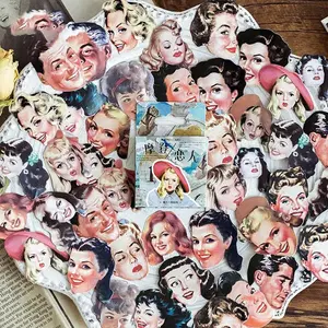 Vintage Label Sticker, 1 Box Modern Lovers Vintage Label Diary Travel Small Paper Decorative Calendar Stickers, Scrapbooking Flakes, Sticker Sheets