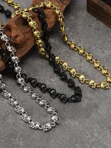 Three Color Skull Cuban Link Chain Necklace, Punk Style, Halloween Jewelry, Retro Punk Fashion, Perfect Gift, Streetwear Accessory