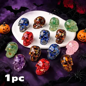 Hand Carved Natural Crystal Skull Sculpture, Crystal Figurines, Energy Healing Reiki Stone, Feng Shui Ornament, Halloween Decor, Pet Memorial Gift