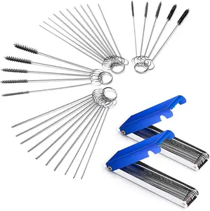 Set of 4 Carburetor Carbon Dirt Jet Remove Cleaner 26 Cleaning Wires Set + 20 Cleaning Needles + 10 Nylon Brushes Tool Kit for Motorcycle ATV Moped Welder Carb Chainsaw Spray Guns Torch Tips