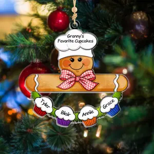 Personalized Christmas Gingerbread Family Ornament 2025 Hanging Decor , Christmas Tree Decor, Christmas Kids Ornament Hanging Decor, Christmas Family Ornament