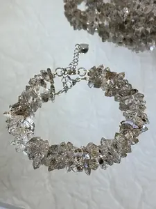 super high Petroleum Inclusions Natural Herkimer Diamond adjustable bracelet