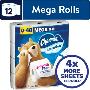 Feel the Difference! 12 Mega Rolls Ultra Soft Toilet Paper – Gentle, Thick & Long-Lasting
