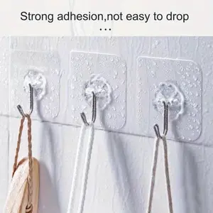 Wall Mounted Hook, 10pcs/set Self Adhesive Hook, Multipurpose Hook for Key, Hat, Towel, Home Organizer for Bathroom, Bedroom, Office, Kitchen, Strong Suction Cup, Suction Cup Hooks