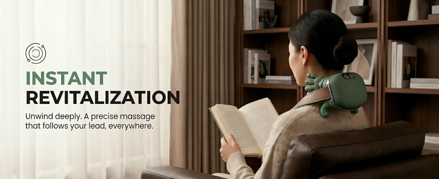 Mother‘s Day Gifts for Mom, Neck and Shoulder Massager with Bionic Hand 3D Kneading and Heat, Wireless Portable Electric Massager for Pain Relief, Adjustable Speed