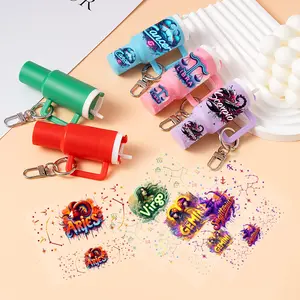 26pcs The Zodiac Mini temubler Cup Keychain Sticker Set Contains 14pcs mini cup Keychain and 12pcs Stickers