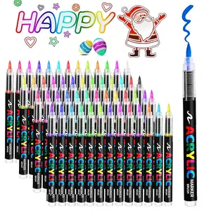 Acrylic Paint Marker - 36 Color pc Marker Pen Set, Artist Fine and Brush Tip Marker for Kids Adult Coloring Books Note Taking, Card Writing, Ston Graffiti, DIY Crafts, Drawing Art Supplies Kit and School Essential, exquisite Gift, Professional Art Pen Set