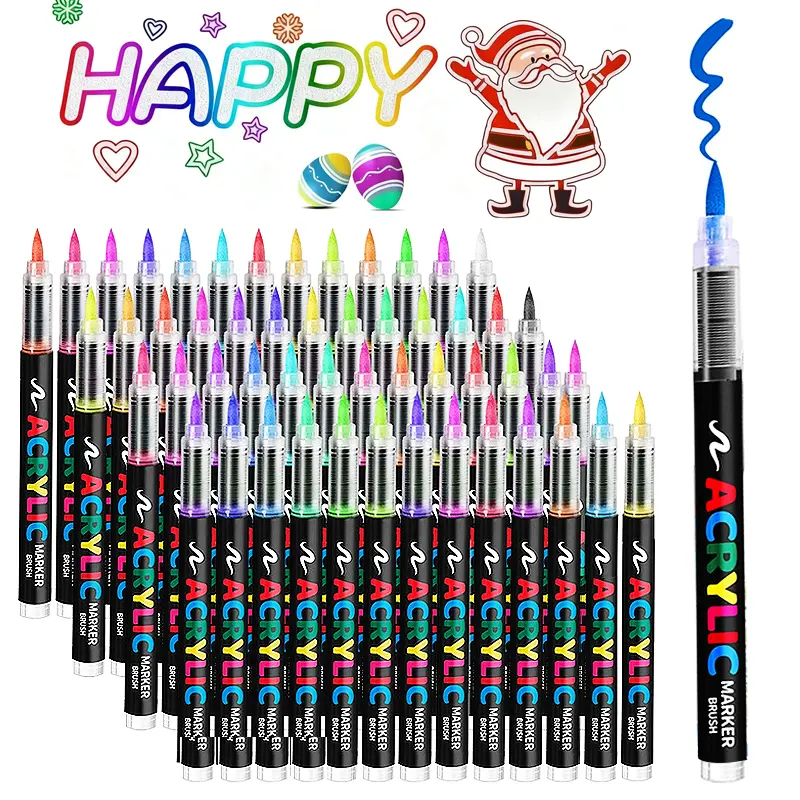 Acrylic Paint Marker - 36 Color pc Marker Pen Set, Artist Fine and Brush Tip Marker for Kids Adult Coloring Books Note Taking, Card Writing, Ston Graffiti, DIY Crafts, Drawing Art Supplies Kit and School Essential, exquisite Gift, Professional Art Pen Set