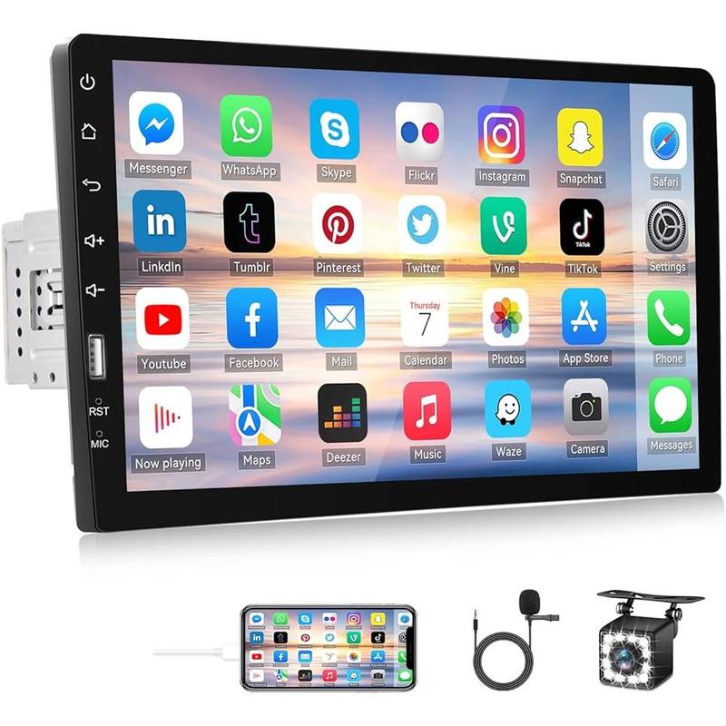9 Inch Single Din HD Touch Screen Car Stereo with Bluetooth with Backup Camera + External Microphone + FM MP5 Player Car Audio Receivers Support Mirror Link SWC USB EQ Car Radio