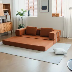 Modern 78 inch Corduroy Cloud Sofa Bed Soft Chenille Fabric Foldable Convertible Sectional Couch No Assembly Living Rooms Bedrooms