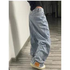 Ins Fashion American Retro Baggy High Waisted Jeans Woman High Street Denim Pants Reversible Trousers Streetwear Loose Jeans