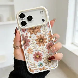 Magnetic Soft Case for iPhone 17 Pro Max 16 15 14 Plus 13 12 11 Air XR X XS Non-Yellowing Drop Protection Transparent Acrylic Floral Pattern Shockproof Silicone Cover Supports Wireless Charging