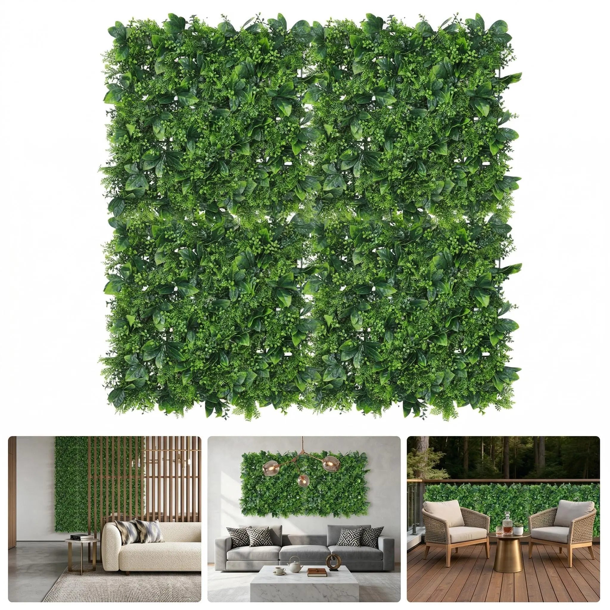 Artificial Grass Wall Backdrop Pack of 4, 50x50cm Faux Leaf Botanical Wall Panels for Indoor Outdoor Wall Decor, Green Grass Walls Fake Hedge for Backyard Decor