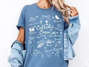Catholic Saints Shirt, Cute Religious Confirmation Gift All saints Day Catholic Mom Shirt Marian Faith Gift for Grandma Tee
