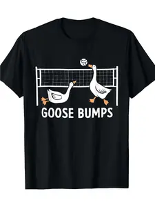 Goose Bumps Volleyball Set Spike Funny Volleyball Team T-Shirt 220g T-shirt  T-shirt items Gift Fashionable Unisex Vintage Soft Breathable Casual - Crew Neck Regular Fit - Machine Washable