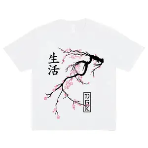 men  Japanese Sakura Branch Dark Graphic T-Shirt Kanji Life Art Unisex Tee me Streetwear Cherry Blossom Gift 100% Cotton Printed Minimalist Ani Soft Menswear
